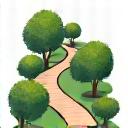 Illustration of a well-designed garden path with decorative plants