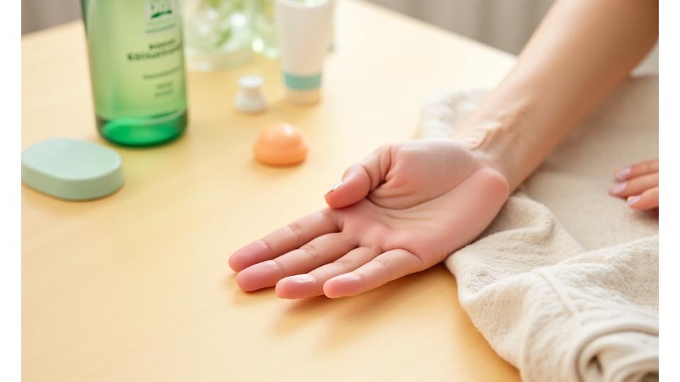 Image showing moisturizing cream and hand stretches, representing essential hand care after gardening.